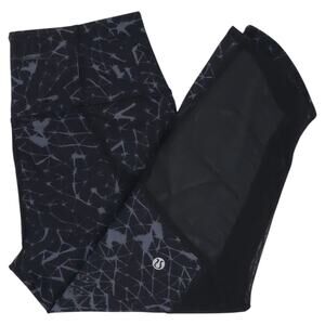 Lululemon Water Sea Me Run Crop Leggings Womens 4 Black Mesh Yoga Running
